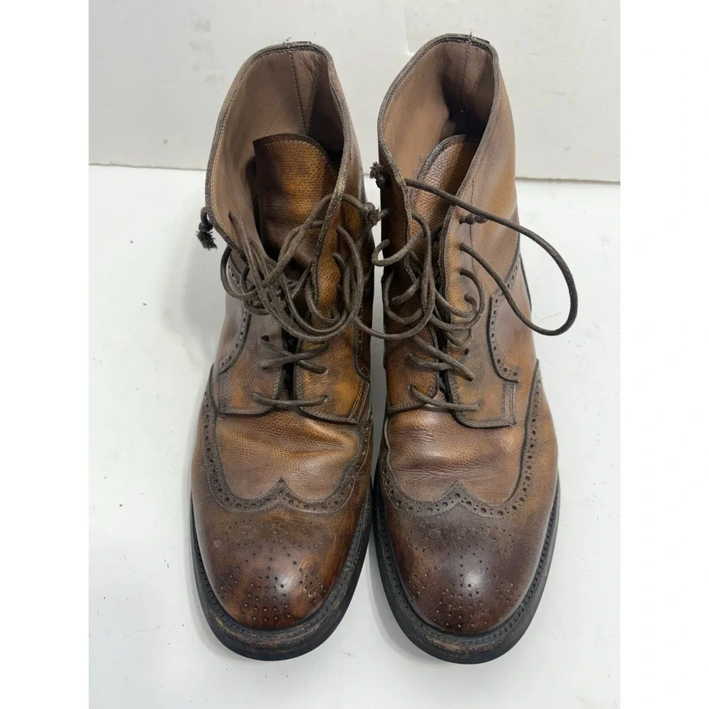 Vintage Magnanni Wingtip Dress Boots Brown Leather Ankle Chukka 3316 SZ 12 M